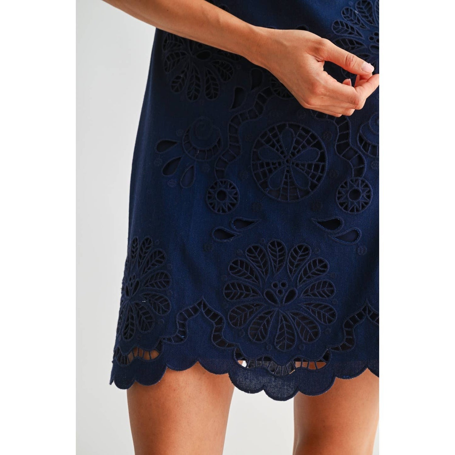 Blue Eyelet Floral Lace Dress