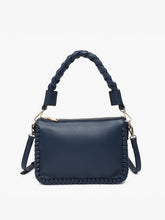 Load image into Gallery viewer, Judith Whipstitch Trim Shoulder Bag w/ Braided Handle
