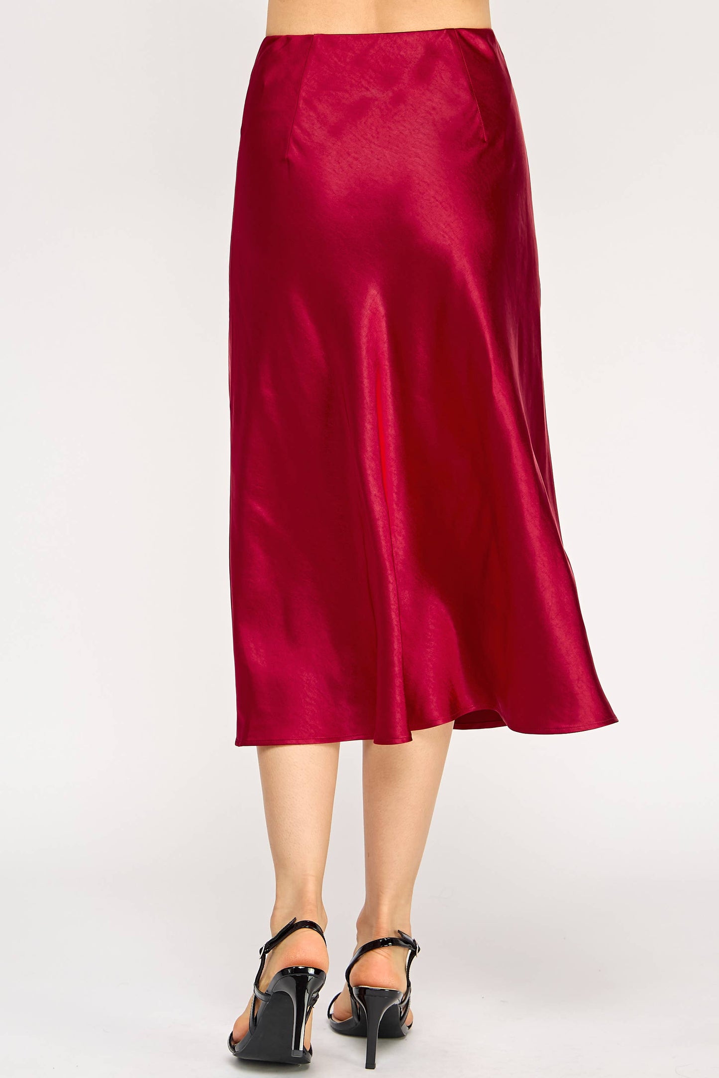 Satin High Waist Midi Skirt