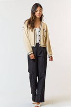 Load image into Gallery viewer, Contrast Stripe Crop Cardigan
