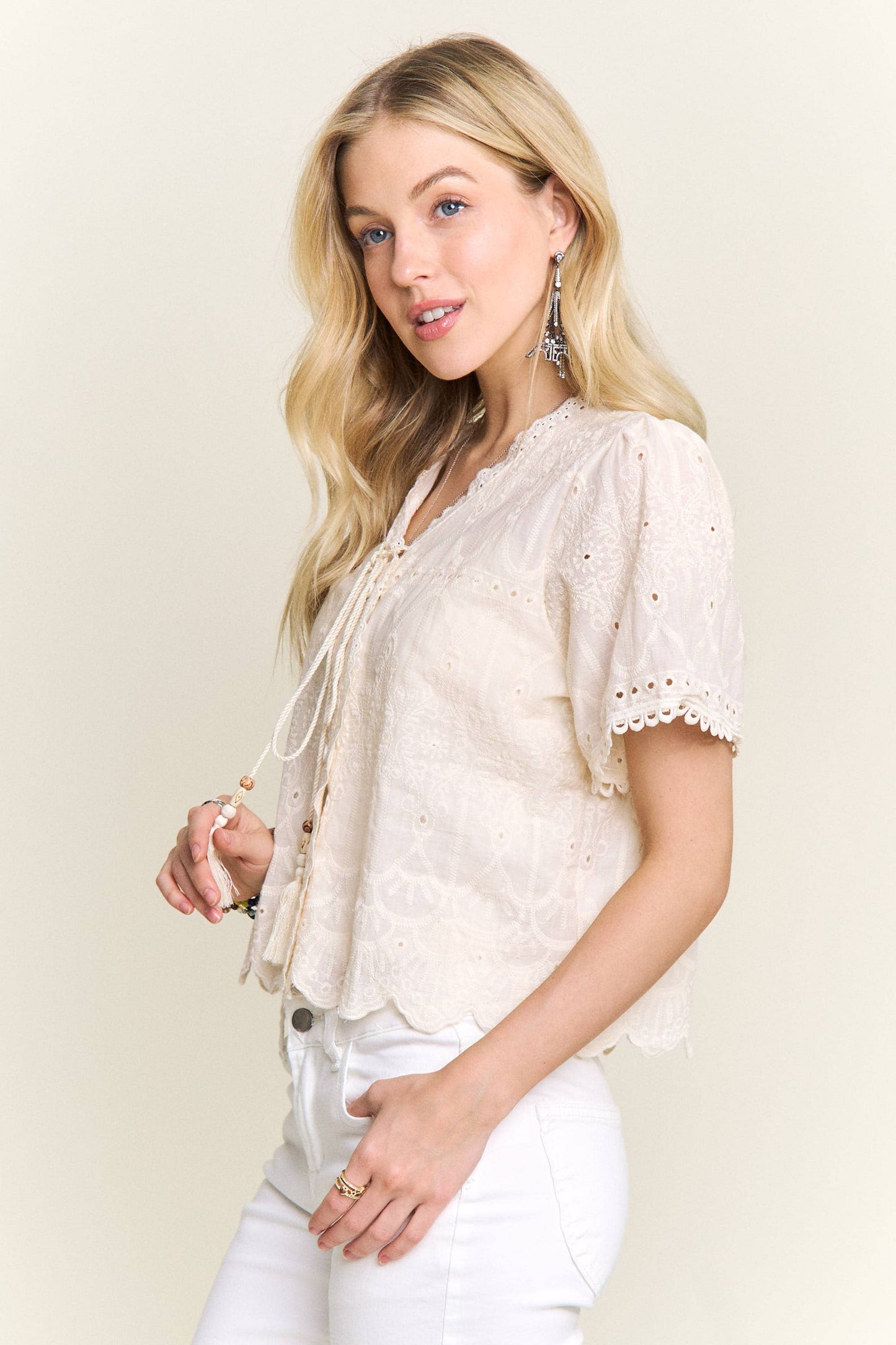 V-Neck Embroidered Boho Top