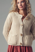 Load image into Gallery viewer, Chunky Gold Button Ribbed Knit Cardigan
