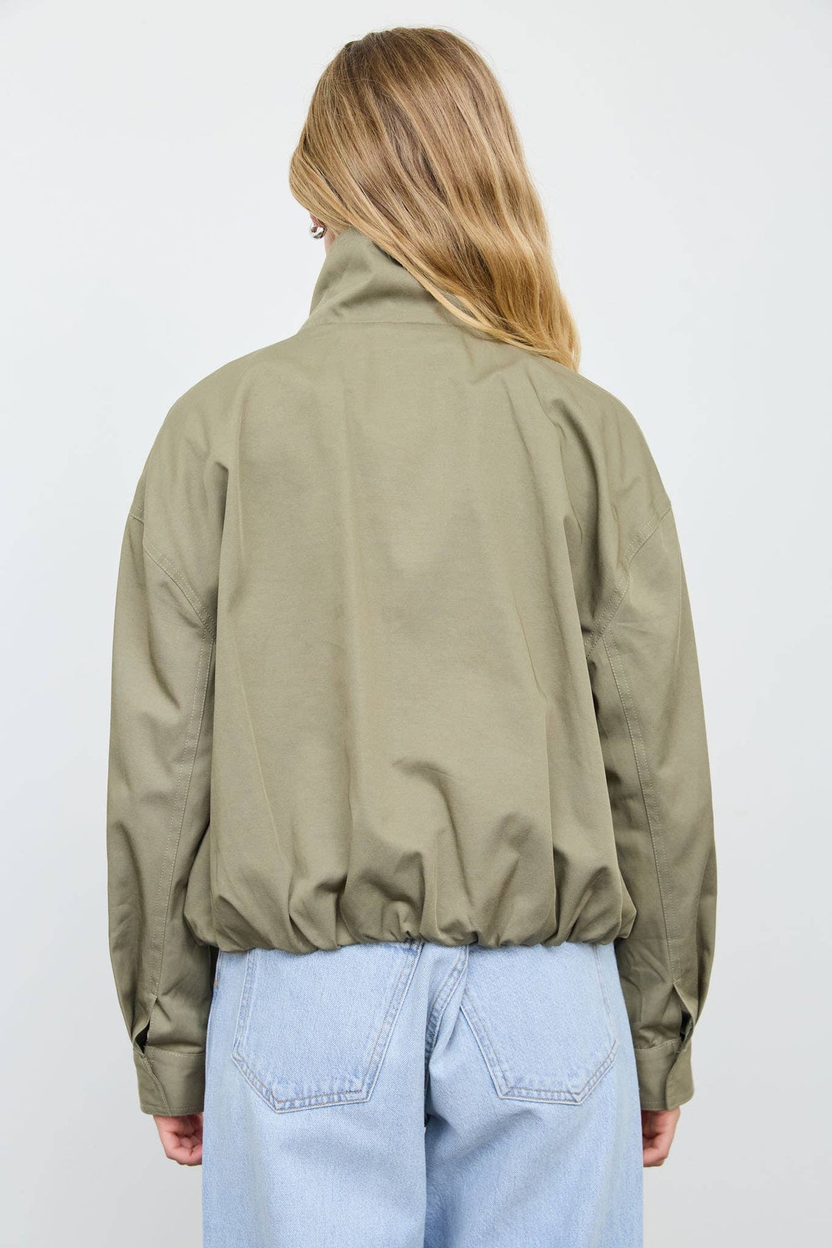 Mock Neck Elastic Hem Jacket