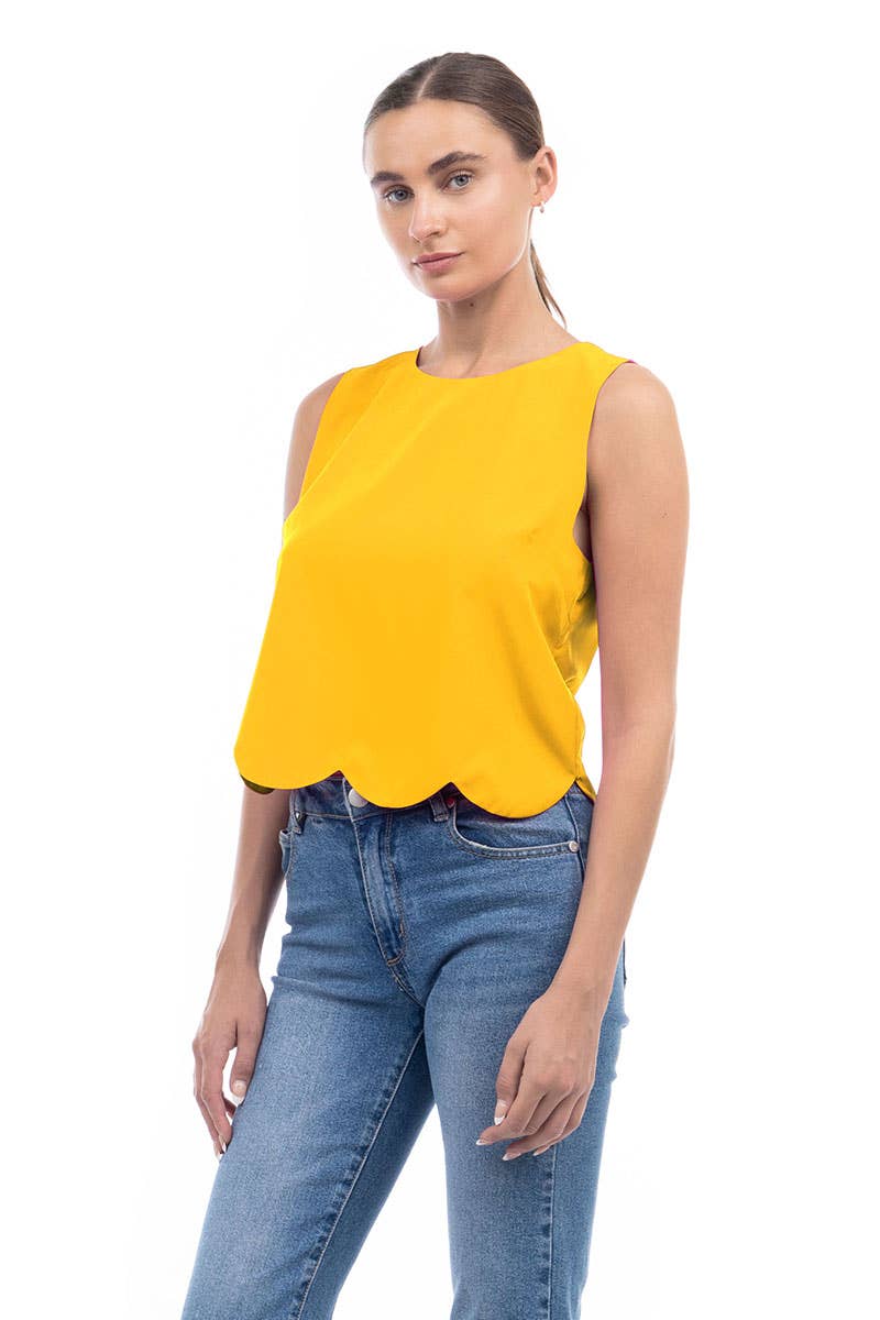 Scalloped Hem Sleeveless Top