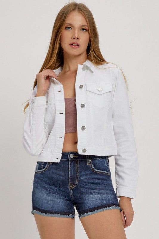 Basic Denim Jacket-White