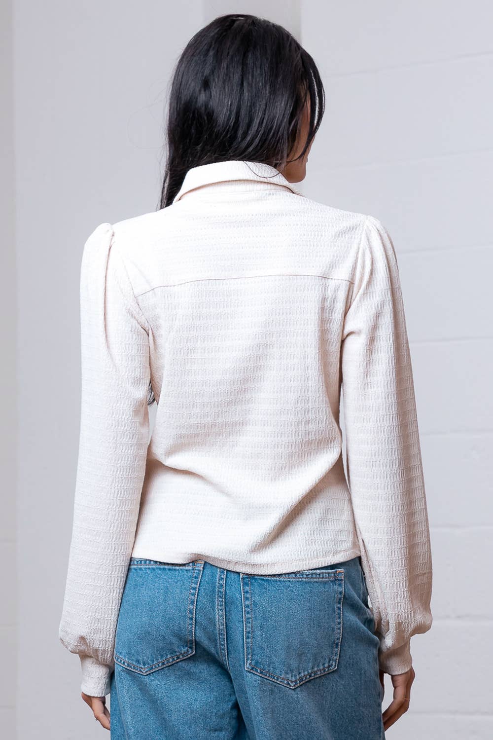 Puff sleeve button down