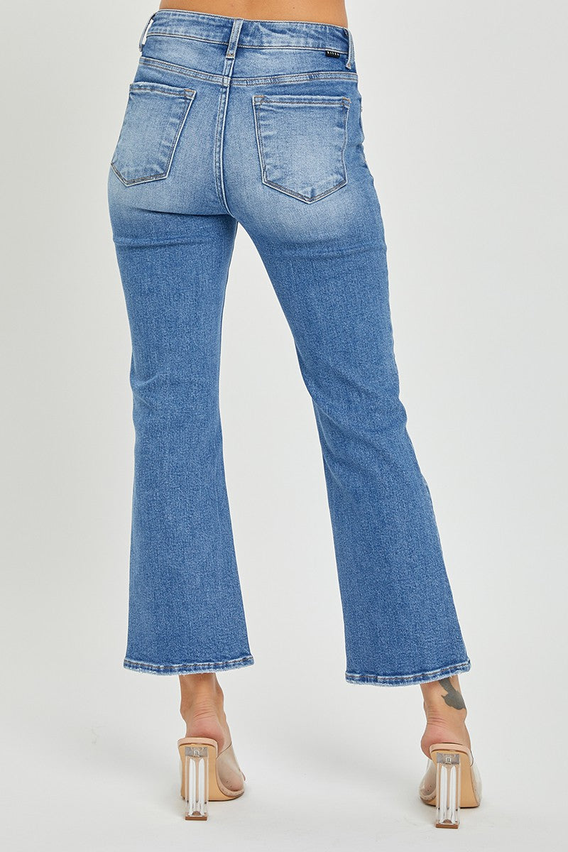 Mid Rise Crop Flare Jeans