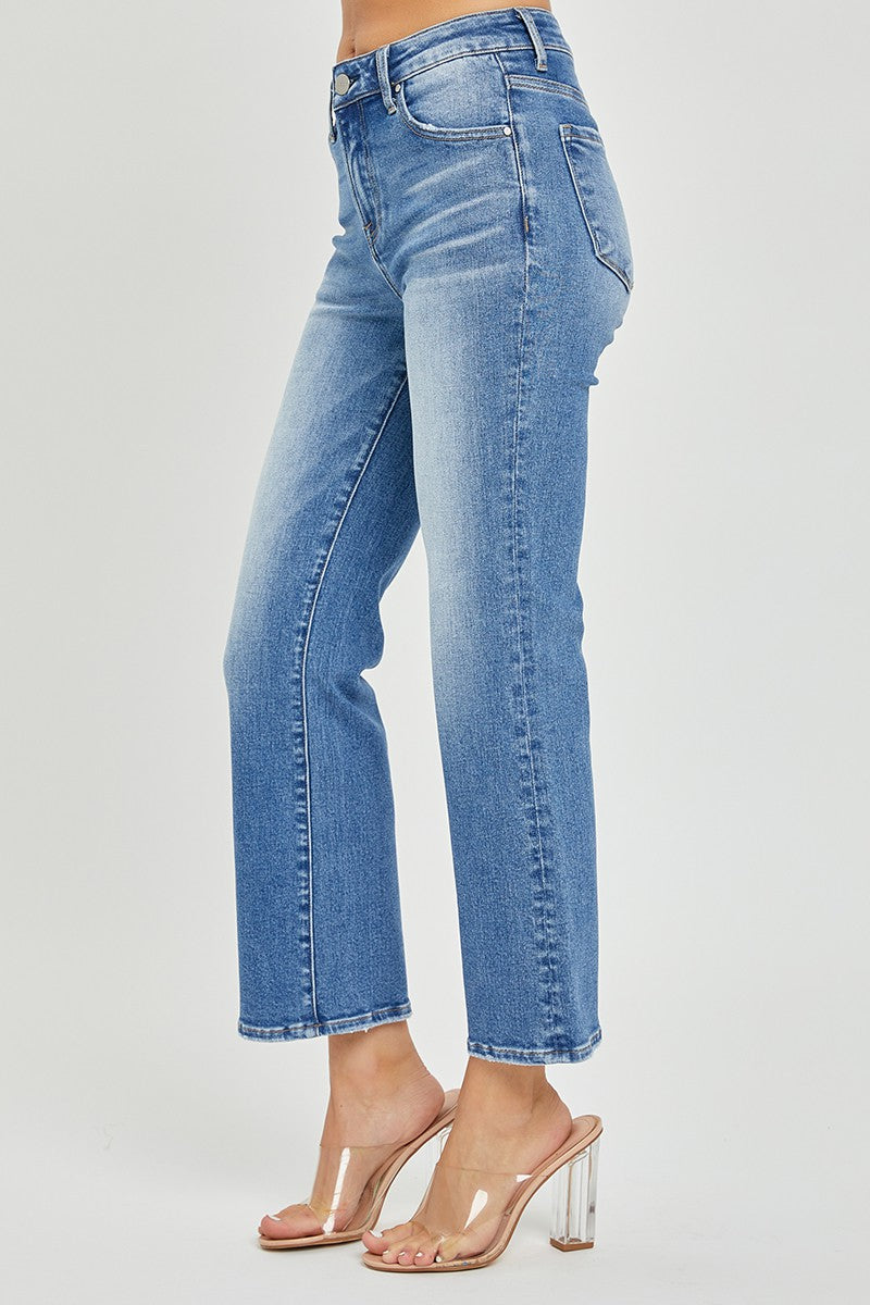 Mid Rise Crop Flare Jeans