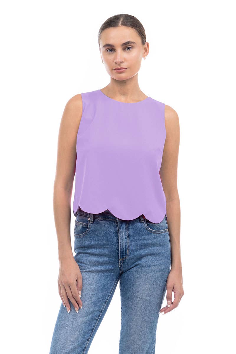 Scalloped Hem Sleeveless Top