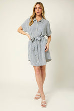 Load image into Gallery viewer, Half Sleeve Tie Waist Shirt Dress
