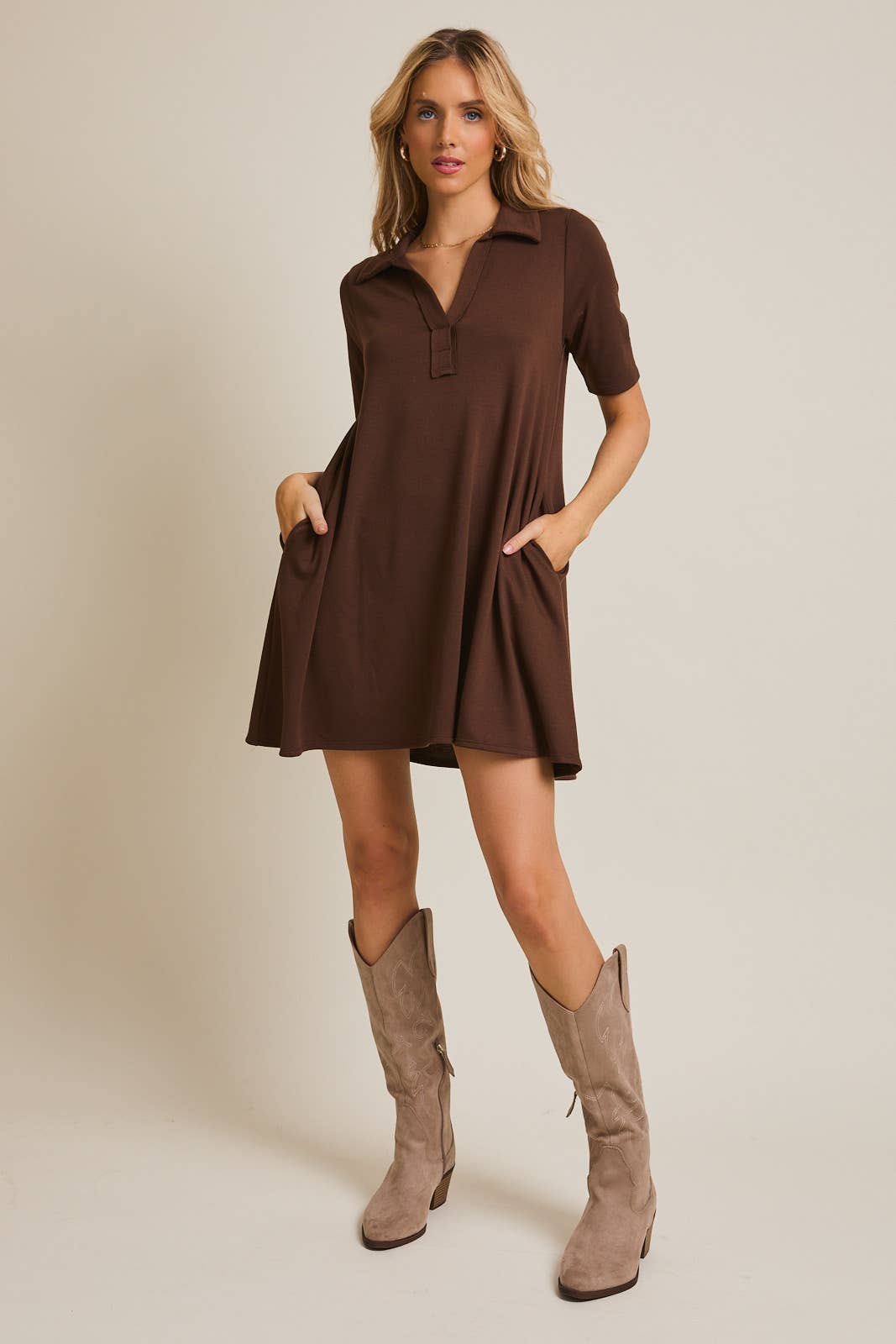 Half Sleeve Polo Mini Dress