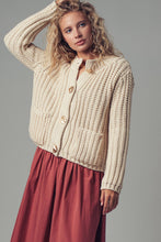 Load image into Gallery viewer, Chunky Gold Button Ribbed Knit Cardigan
