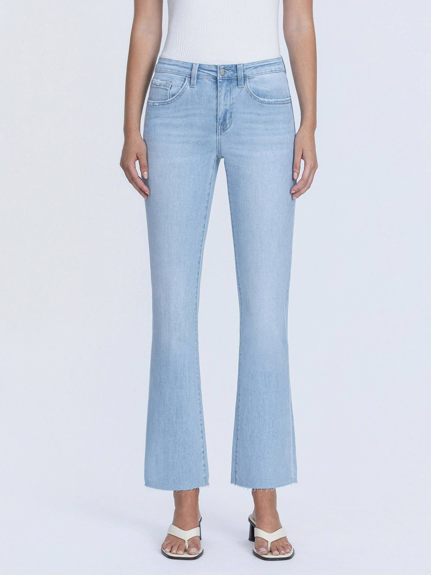 Uplift-MID RISE LIGHT WASH ANKLE BOOTCUT JEANS