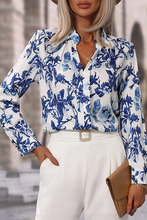 Load image into Gallery viewer, Floral Print Long Sleeve Notched Neck Top
