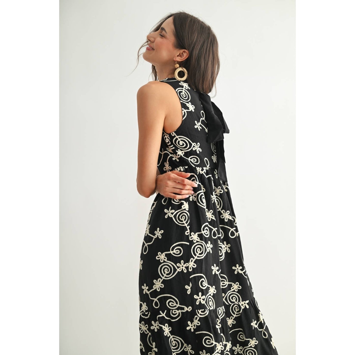 Embroidered Black Dress