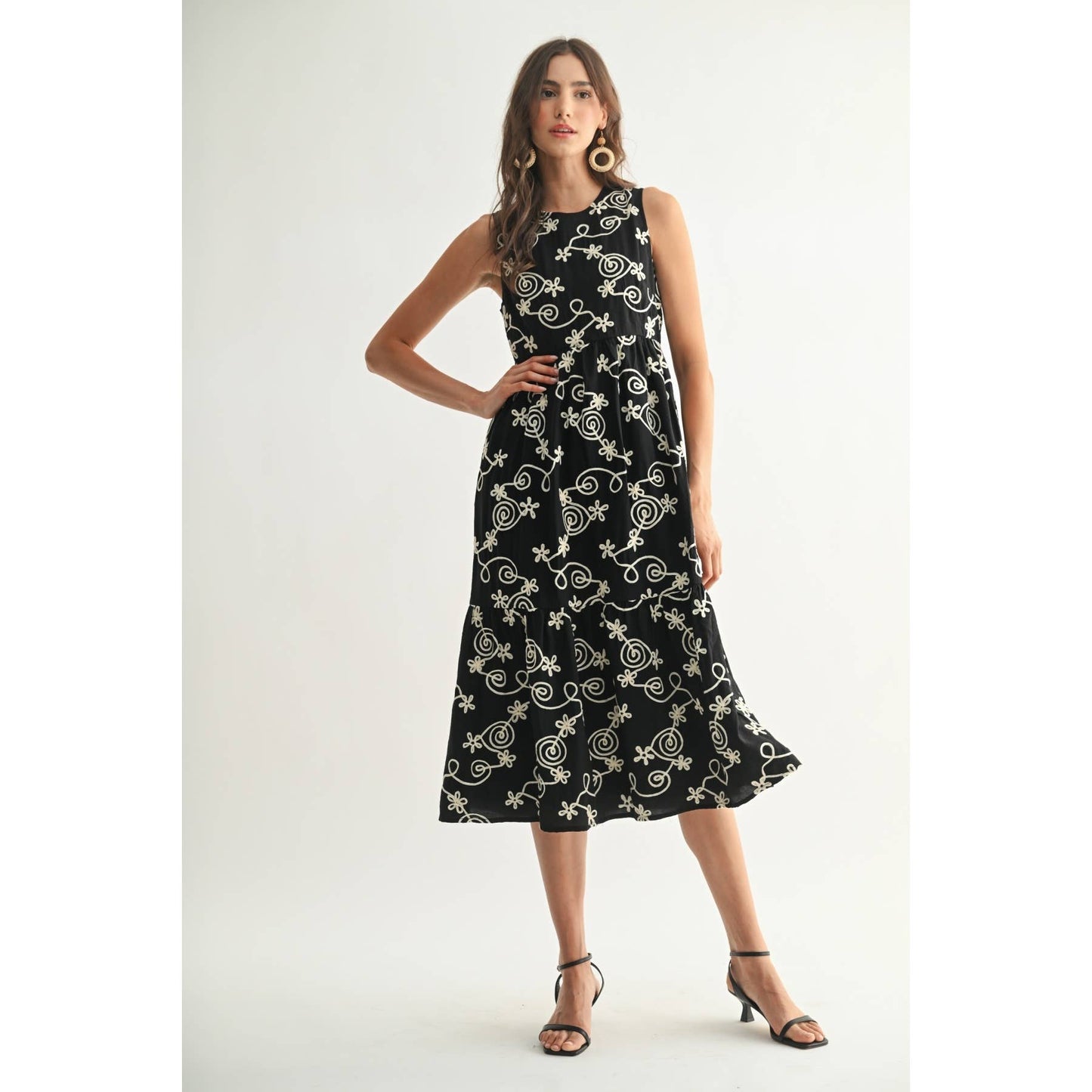 Embroidered Black Dress
