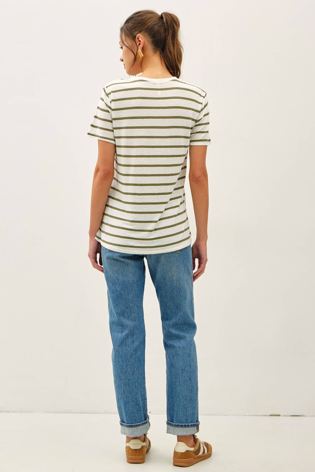 Linen Blend Striped Relaxed Top