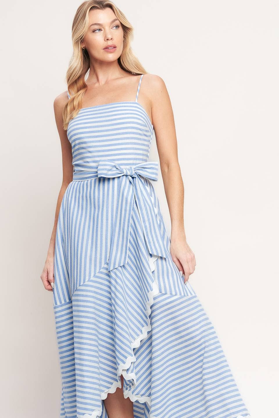 Striped Ric Rac Trim Midi Dress