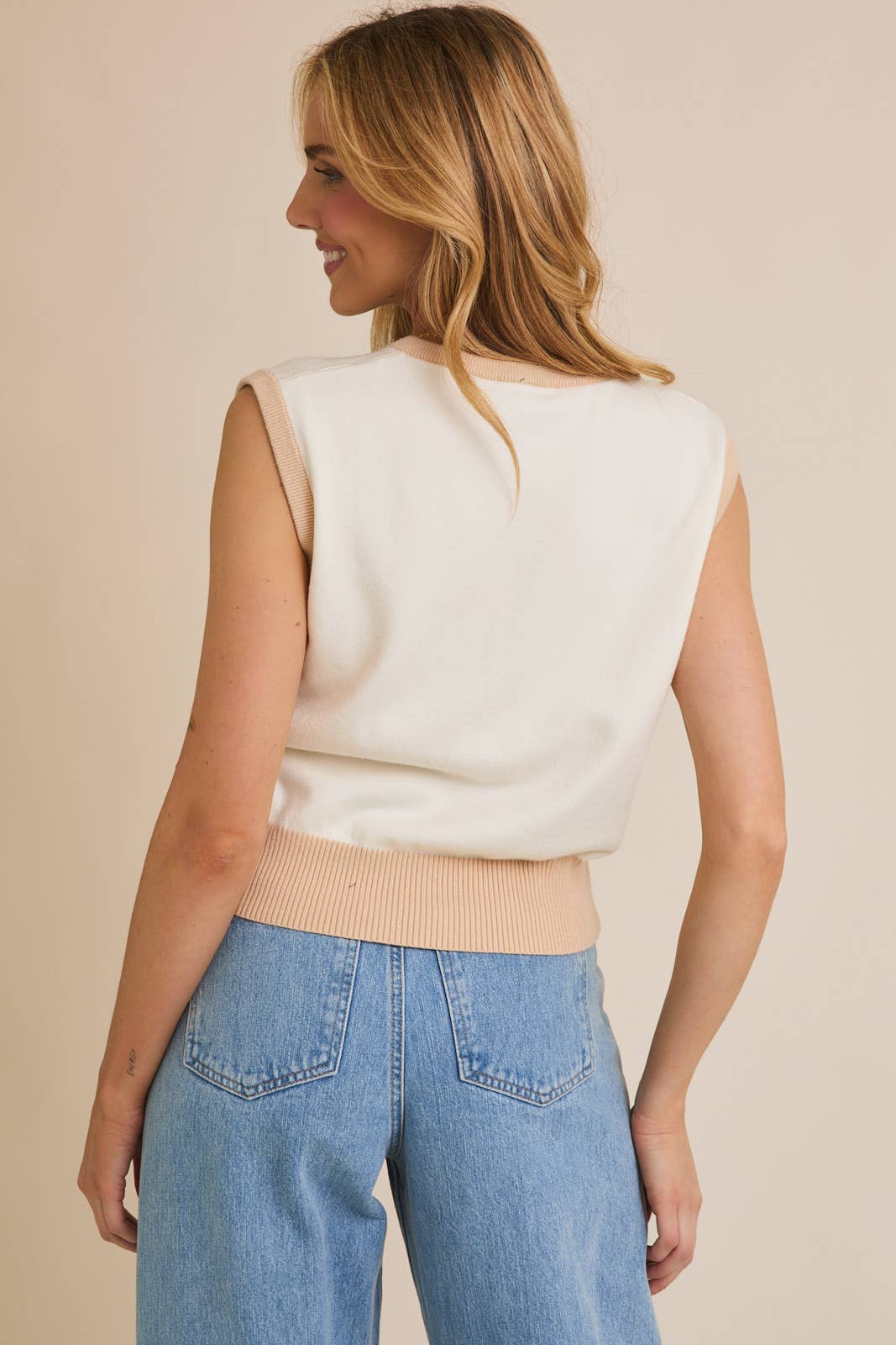 Button Up Sleeveless Knit Top