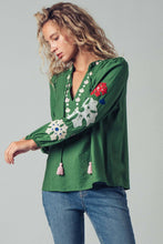Load image into Gallery viewer, Embroidered Tassel Tie Top
