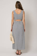 Load image into Gallery viewer, Green Striped Sleeveless Elastic Waist Maxi Dress
