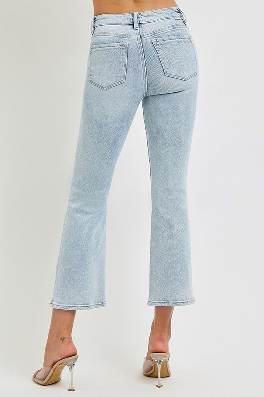 Mid Rise Crop Flare Jeans