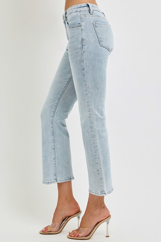 Mid Rise Crop Flare Jeans