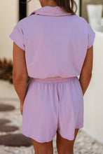 Load image into Gallery viewer, Lavender Zipper Collared Romper
