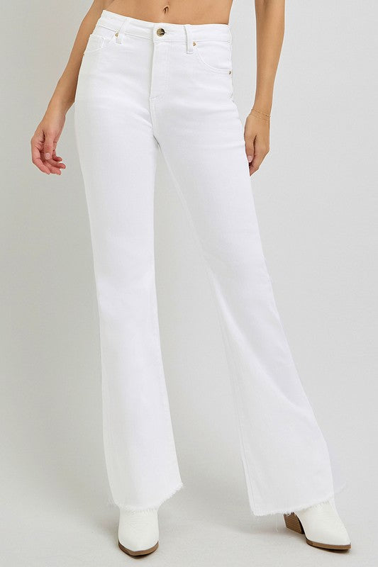 High Rise TC Flare Frayed Hem Jeans