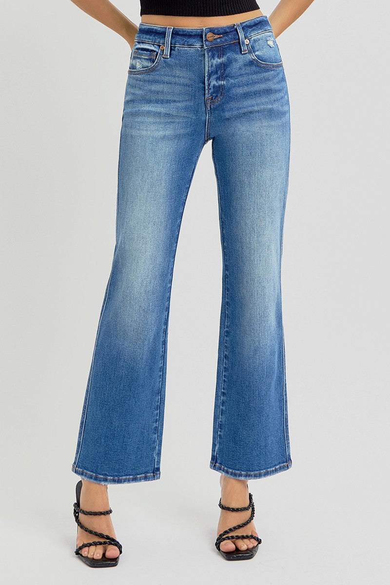 High Rise Ankle Straight Jeans