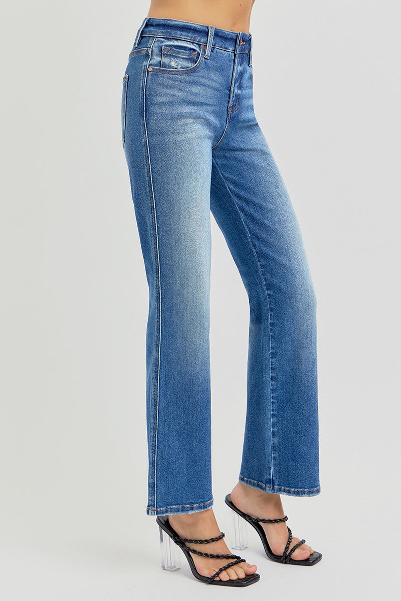 High Rise Ankle Straight Jeans