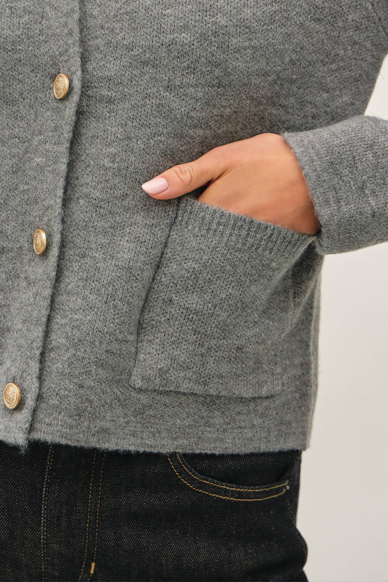 Wool Blend Gold Button Cardigan