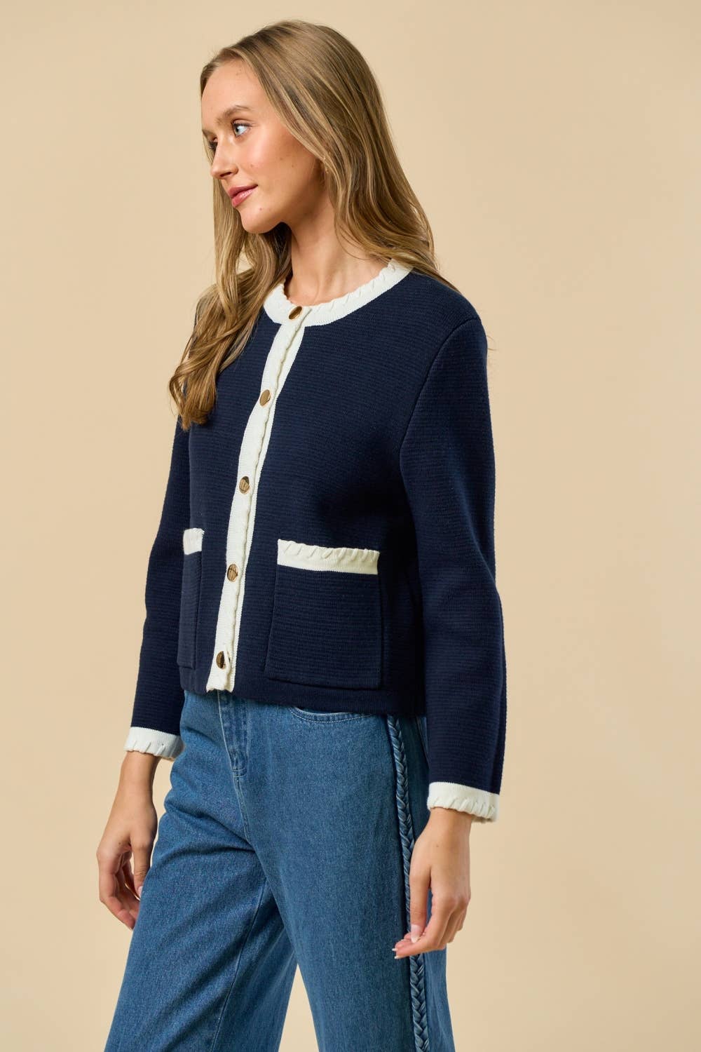 Loop Detail Sleeve Cardigan Top