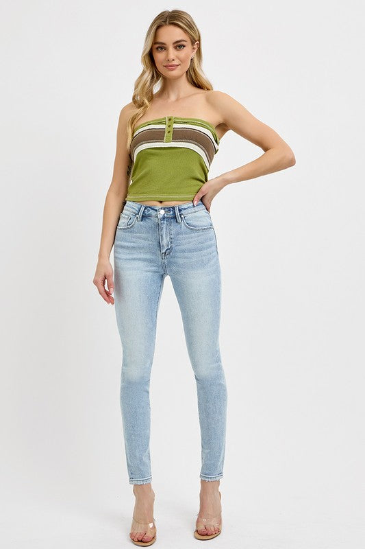 High Rise Ankle Skinny Jeans