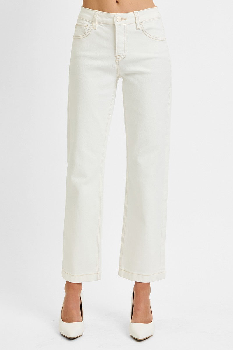 TC Mid Rise Ankle Straight Jeans