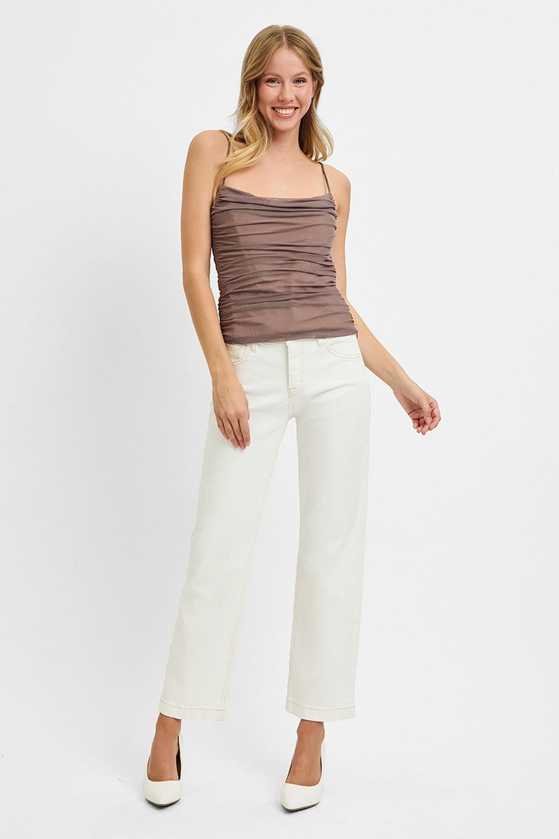 TC Mid Rise Ankle Straight Jeans