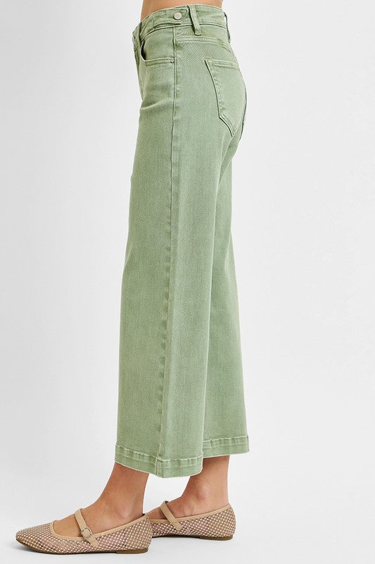 TC Adjustable Waist Crop Wide Leg Jeans