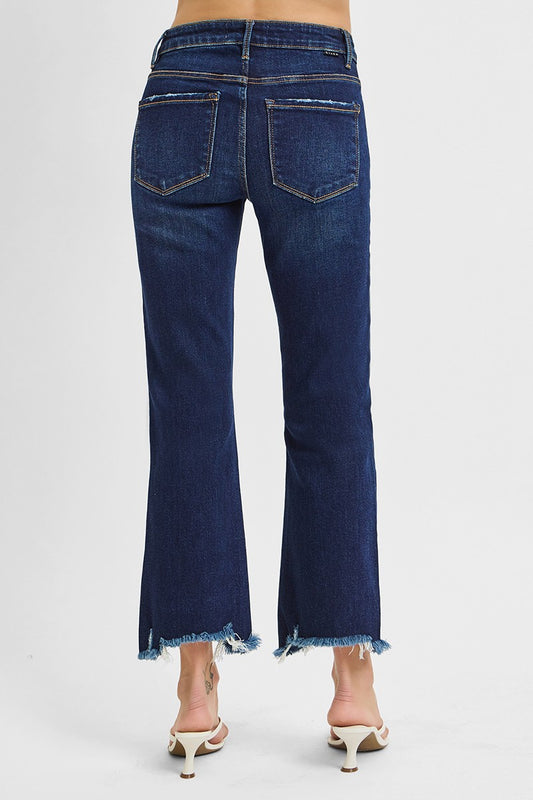 High Rise Crop Straight Slim Jeans