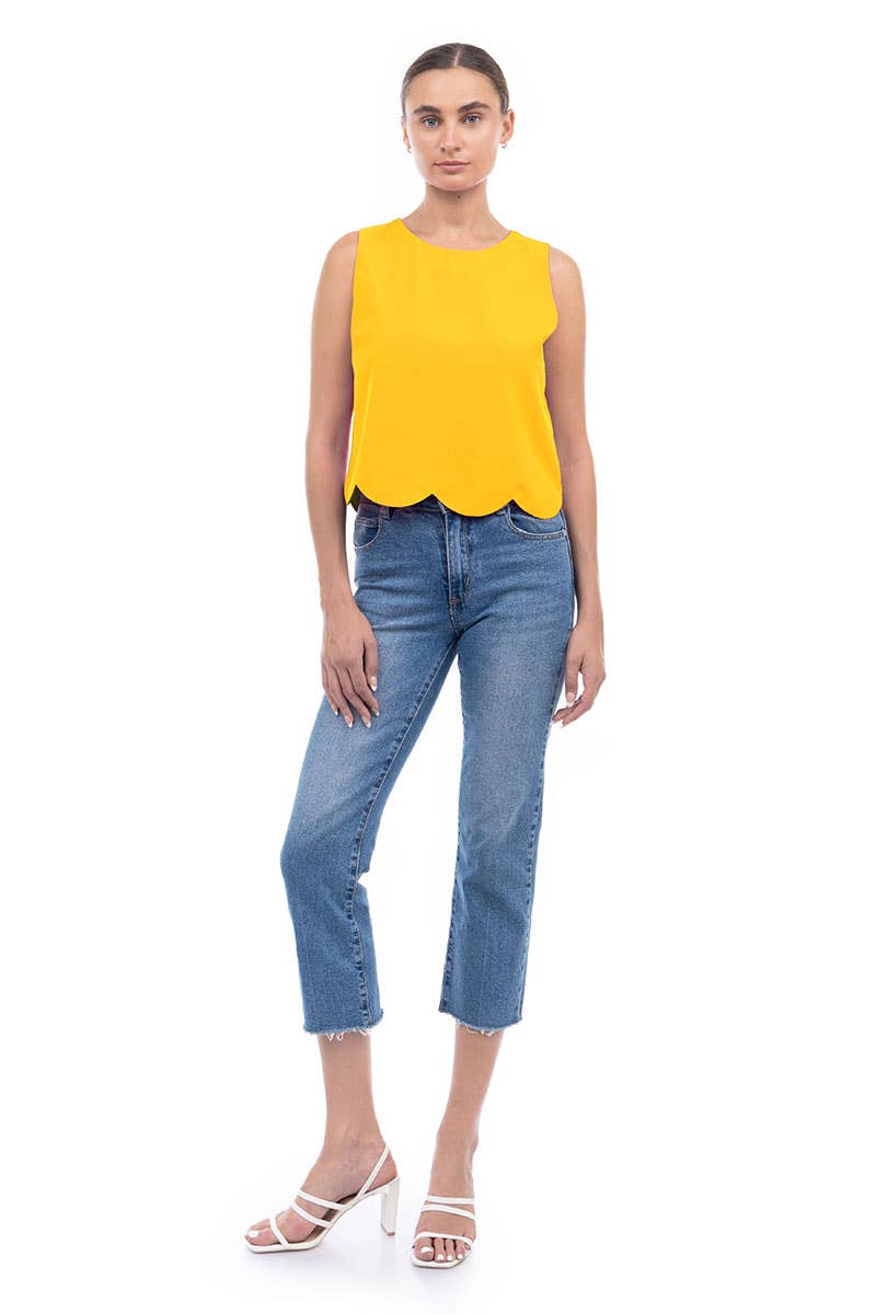 Scalloped Hem Sleeveless Top