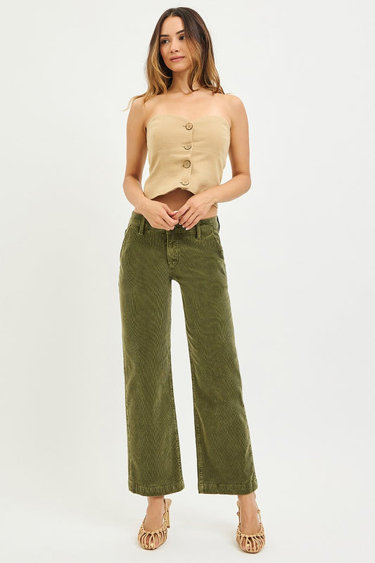 TC Mid Rise Ankle Straight Corduroy Pants
