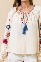Load image into Gallery viewer, Embroidered Long Sleeve Peasant Blouse

