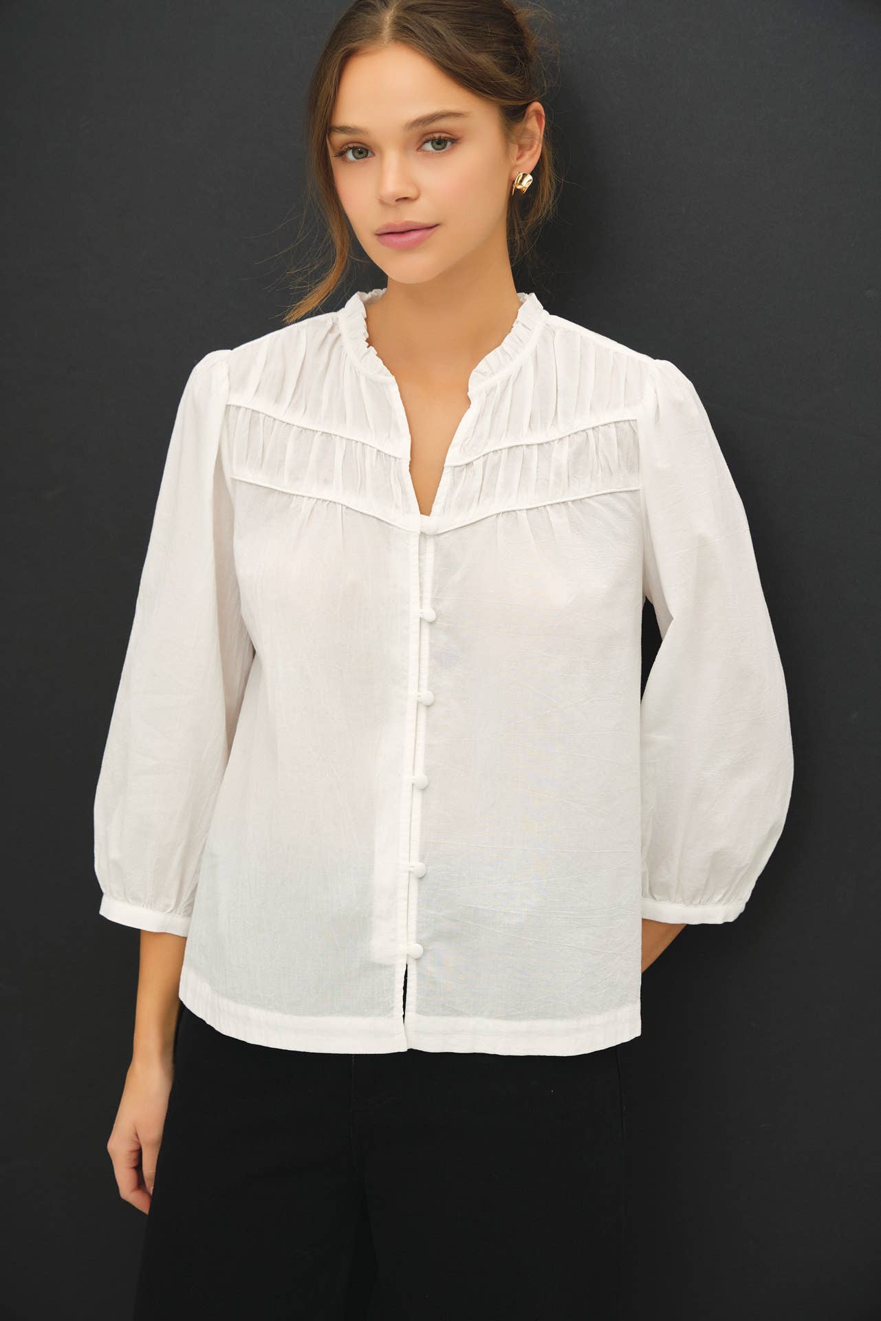 Cotton Button Up Flowy Top