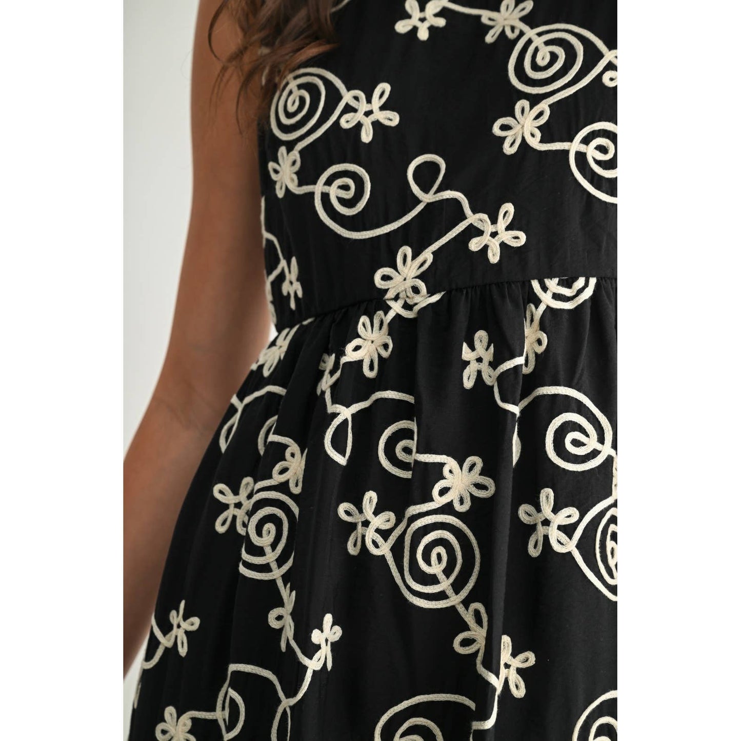 Embroidered Black Dress
