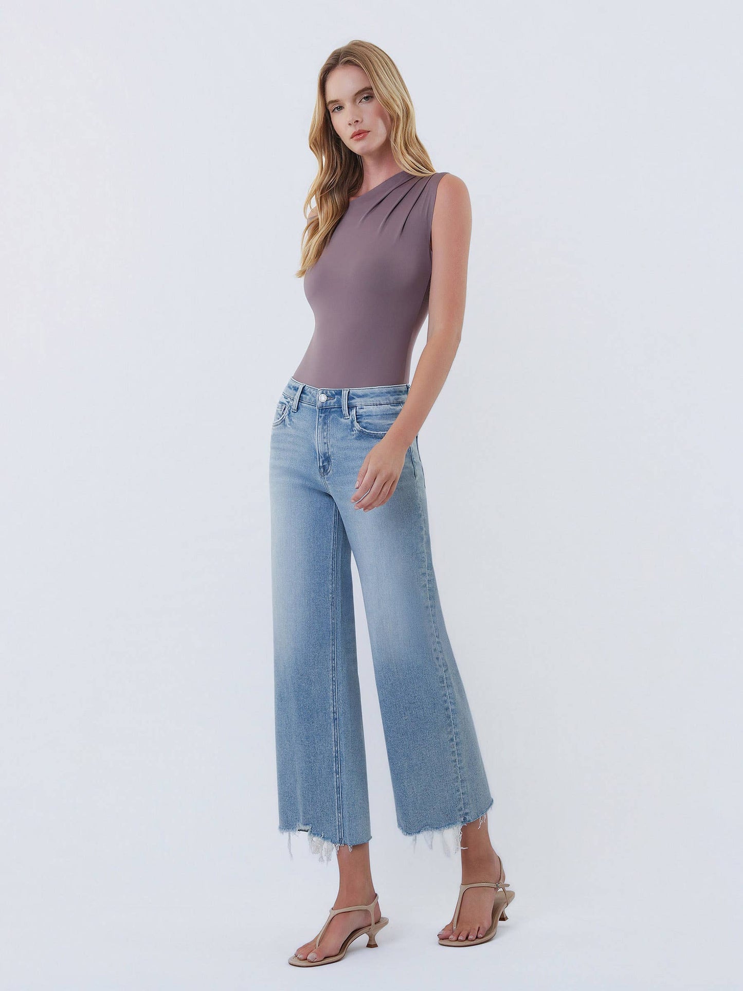 Olivia Distressed Hem Crop Wide Leg