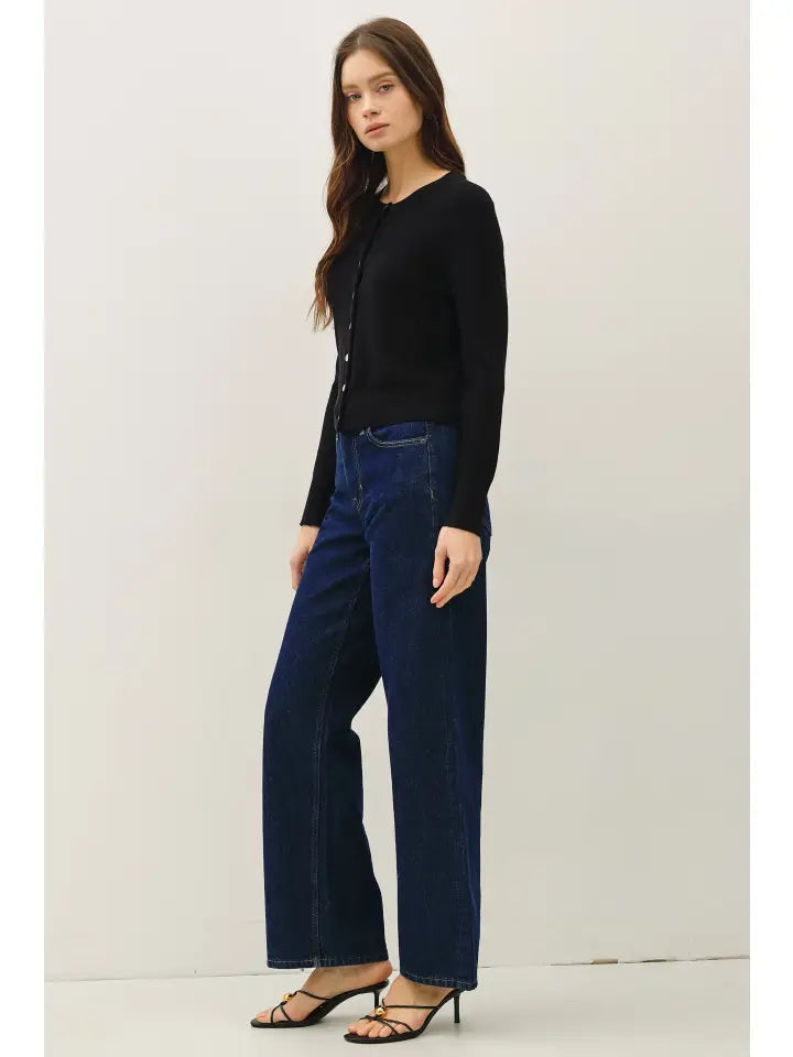 Ribbed Crewneck Cardigan