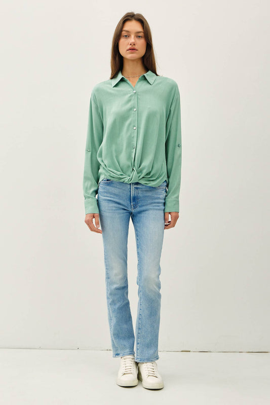 Twist Detail Button Down Top