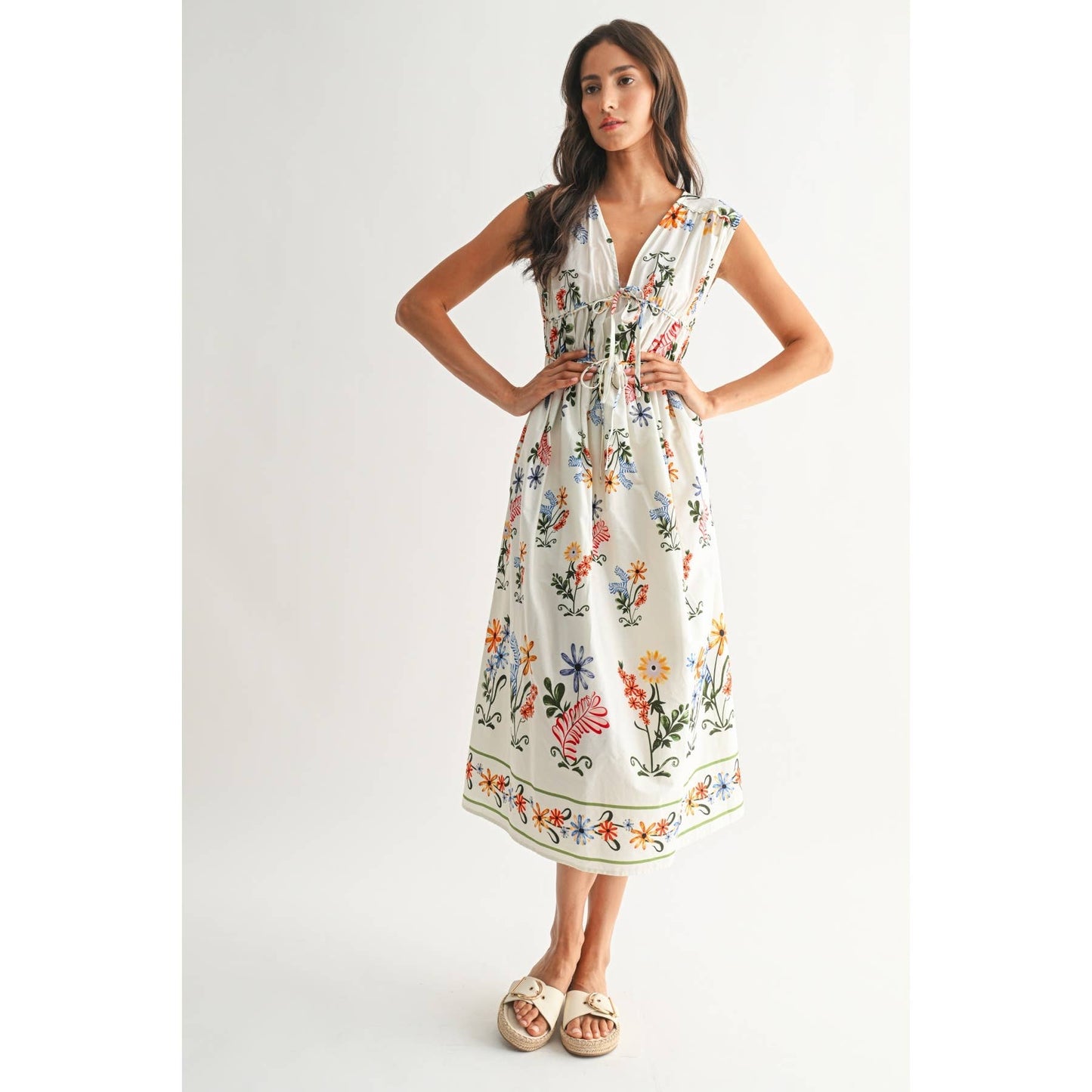Tie Front Floral Maxi Dress