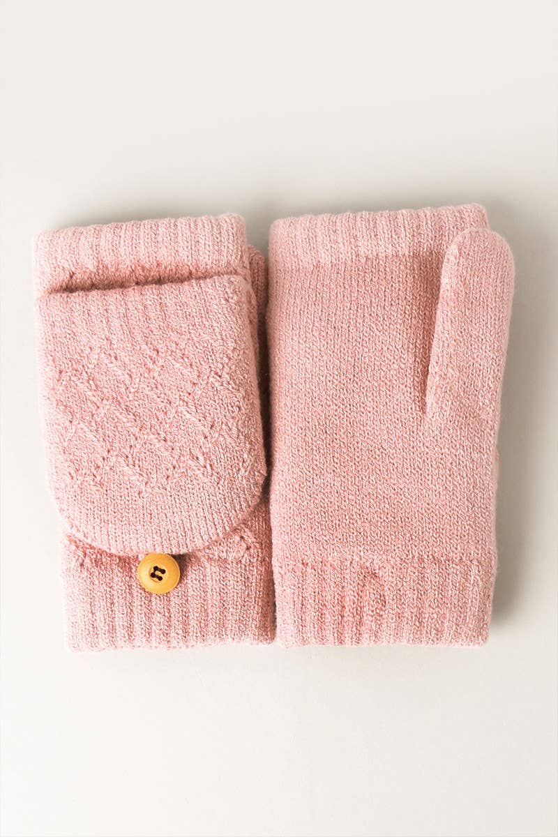 Solid Knit Convertible Fingerless Mittens Gloves