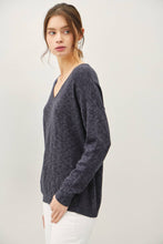 Load image into Gallery viewer, V-Neck Cotton Slub Sweater
