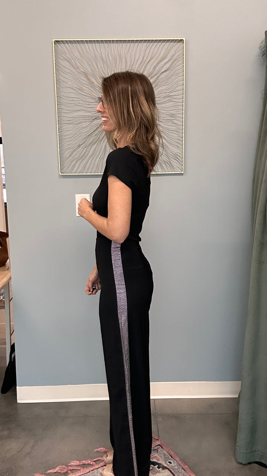 Rhinestone High Waist Pants